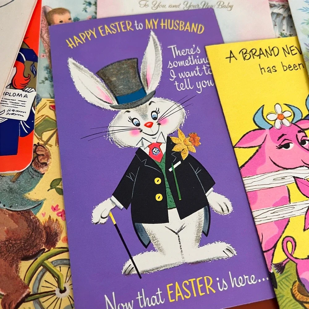 Vintage 1940-60s Greeting Card Lot of 14 Graduation Easter holiday‎ Ephemera